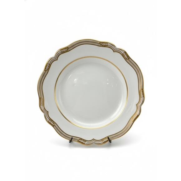 Spode Bone China England SHEFFIELD R568 Dinner Plate Scalloped Gold Trim - Picture 1 of 2